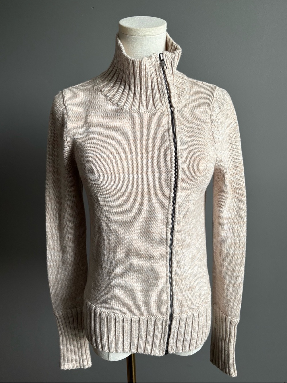 Victoria’s Secret 100% Cotton Asymmetrical Zipper Front Mock Neck Sweater